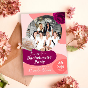 Stijlvolle Bloemen Peach Fuzz Bachelorette Party Kaart