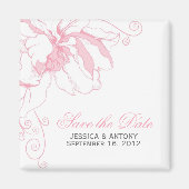 Stijlvolle bloemenbruiloft magneet (Voorkant)