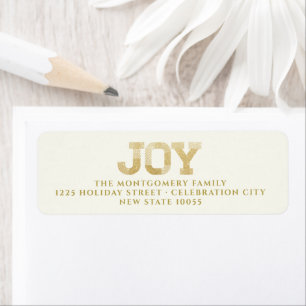 Stijlvolle blokletter Gold Glitter Joy Modern Holi Etiket