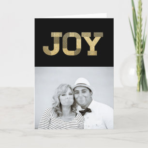 Stijlvolle blokletter Gold Glitter Joy Modern Holi Feestdagen Kaart