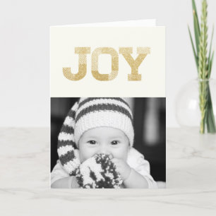Stijlvolle blokletter Gold Glitter Joy Modern Holi Feestdagen Kaart
