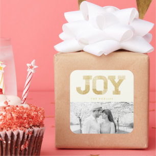 Stijlvolle blokletter Gold Glitter Joy Modern Holi Vierkante Sticker