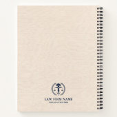 Stijlvolle Blue Justice Logo Beige Linen Texture Notitieboek (Achterkant)