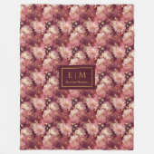 Stijlvolle Blush Bourgogne Goud Custom Boho Floral Fleece Deken (Voorkant)