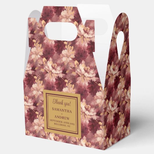 Stijlvolle Blush Bourgondië Gouden Boho Wedding Fa Bedankdoosjes (Geopend)