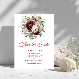 Stijlvolle Blush Bourgondië Groenery Save The Date