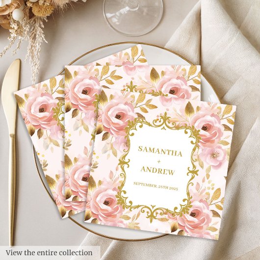 Stijlvolle Blush Gold Wedding Party servetten