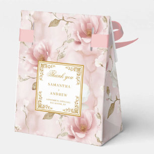 Stijlvolle blush ivoor gouden bruiloft bedankdoos bedankdoosjes