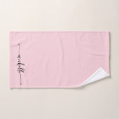 Stijlvolle Blush Pink Monogram Naam Script Handtek Handdoek (Handdoek)
