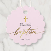 Stijlvolle Blush Roze Meisje Dopen Dank u Bedankjes Labels (Voorkant)