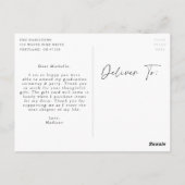 Stijlvolle Blush Script Photo Afstuderen dank u Briefkaart (Achterkant)