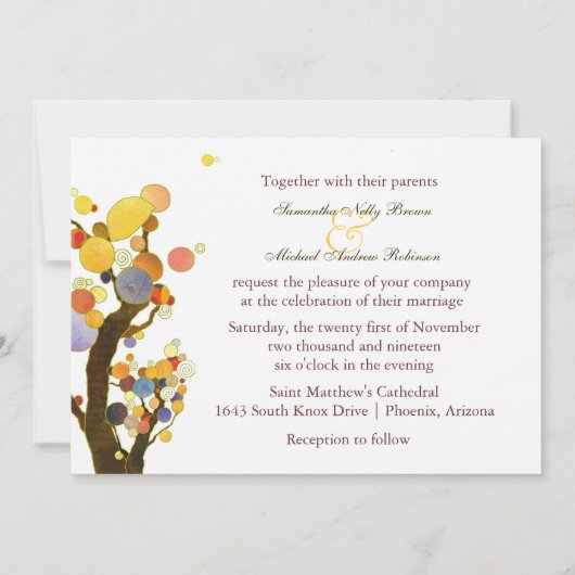 Stijlvolle Bohemian Trees Achtertuin Bruiloft Kaart (Achterkant)