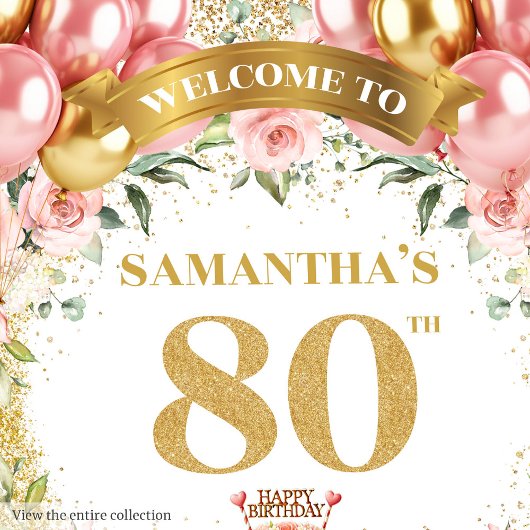 Stijlvolle Boho Blush 80ste verjaardag Party serve Servet