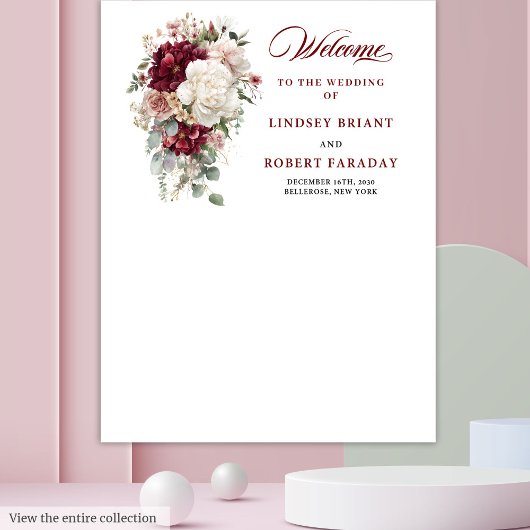 Stijlvolle Boho Bourgondië White Rose Wedding Acht Wandkleed