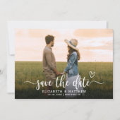 Stijlvolle Boho Heart Script One Photo Wedding Save The Date (Voorkant)