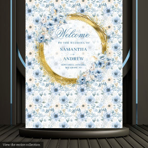 Stijlvolle Boho Pastel Blauw Goud Huwelijk Achterg Wandkleed