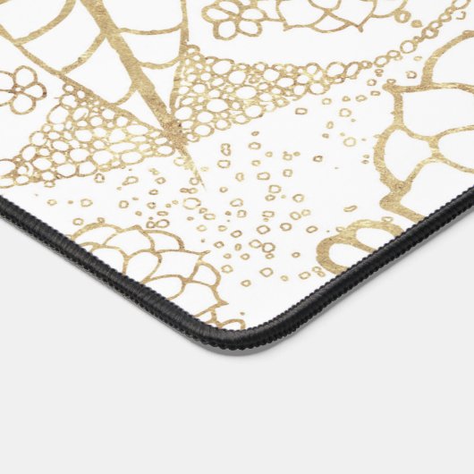 Stijlvolle Boho White Gold Mandala Floral Bureaumat (Hoek)