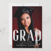 Stijlvolle Bold Silver Grey Folie AFSTUDEERDER Fot Aankondiging (Voorkant)