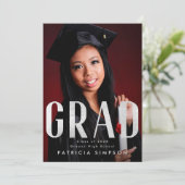 Stijlvolle Bold Silver Grey Folie AFSTUDEERDER Fot Aankondiging (Staand voorkant)