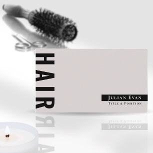Stijlvolle Bold Typografie Beige Hair Stylist Visitekaartje