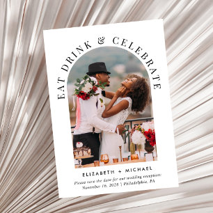 Stijlvolle boog foto bruiloft receptie save the date