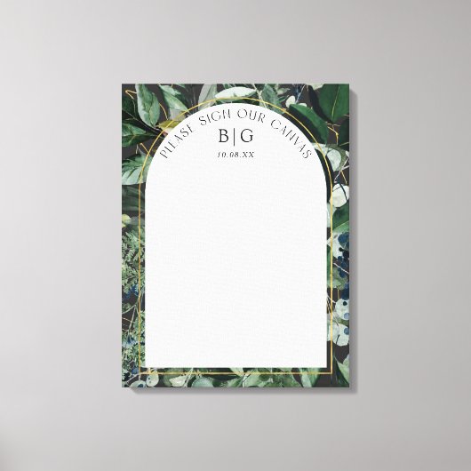 Stijlvolle Botanische Bruiloft gastenboek alternat Canvas Afdruk (Voorkant)