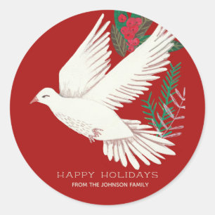 Stijlvolle botanische rode duif Kerstmis Ronde Sticker