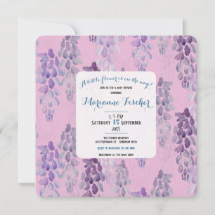 Stijlvolle botanische roze babyshower uitnodiging