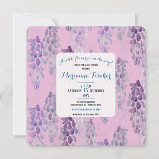 Stijlvolle botanische roze babyshower uitnodiging