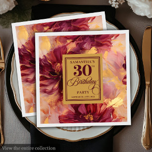 Stijlvolle Bourgogne Blush Gold 30e verjaardag Servet