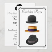 Stijlvolle Bowler Rietje Fedora Hoed Verloof Parti Kaart (Voorkant / Achterkant)