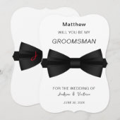 Stijlvolle Bowtie Groomsman Kaart (Voorkant / Achterkant)