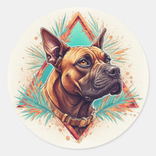Stijlvolle Boxerhond Ronde Sticker