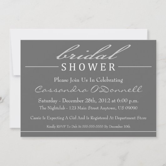 Stijlvolle Bridal Shower Invitations (zilver) Kaart (Voorkant)