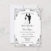 Stijlvolle bruid en bruidegom illustratie bruiloft kaart (Voorkant)