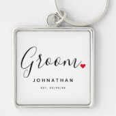 Stijlvolle bruidegom bruiloft sleutelhanger (Voorkant)
