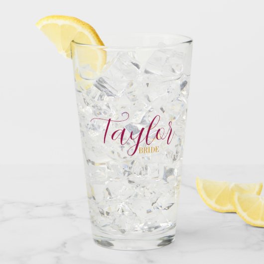 Stijlvolle bruidsnaam glas (Voorkant ijs)