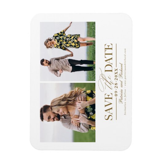 Stijlvolle bruiloft Bewaar de datum 2 foto's Magneet (Verticaal)