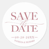 Stijlvolle bruiloft Bewaar de datum Ronde Sticker (Voorkant)