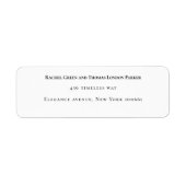 Stijlvolle bruiloft zwart wit retouradres etiket (Voorkant)