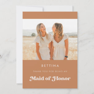 Stijlvolle Bruine Maid of Honor dank u Fotokaart Kaart