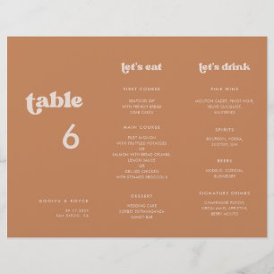 Stijlvolle Bruine suiker Menu & Tafelnummer trifol