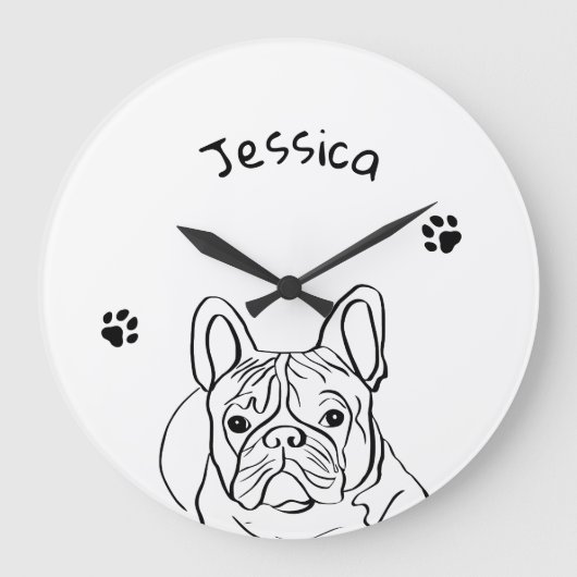 Stijlvolle Bulldog Minimalist Grote Klok (Voorkant)