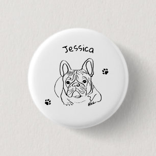 Stijlvolle Bulldog Minimalist Ronde Button 3,2 Cm
