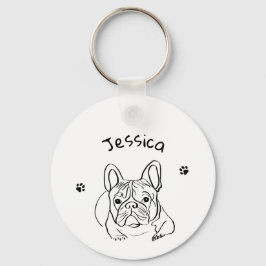 Stijlvolle Bulldog Minimalist Sleutelhanger