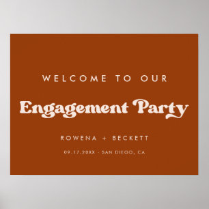 Stijlvolle Burnt Sinaasappel Engagement party welk Poster