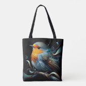 Stijlvolle Canvas tas, Medium Robin Bird print Draagtas (Achterkant)