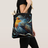 Stijlvolle Canvas tas, Medium Robin Bird print Draagtas (Dichtbij)