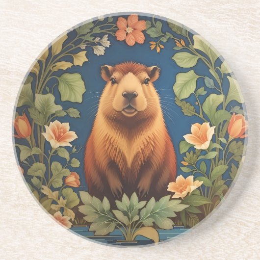 Stijlvolle Capybara - Geïnspireerd door William Mo Zandsteen Onderzetter (Voorkant)