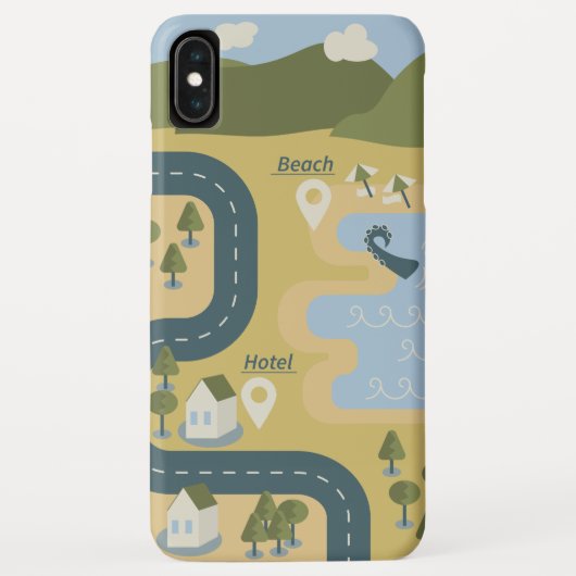 Stijlvolle cartoon landschapsvakantiereiskaart Case-Mate iPhone case (Achterkant)